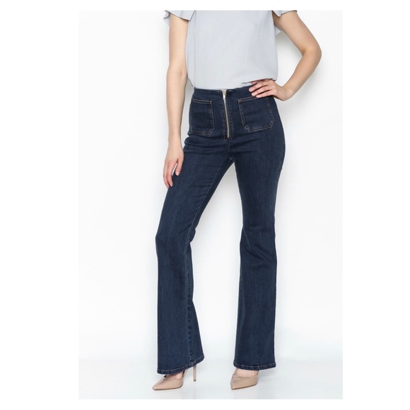 Honey Punch Pants - Honey punch flared denim pull on pants small